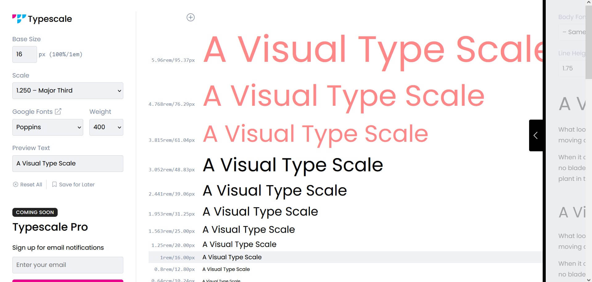 A screenshot of Typescale
