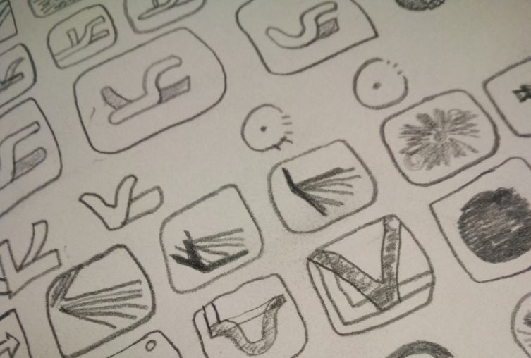 Sketches of ideas for the logo