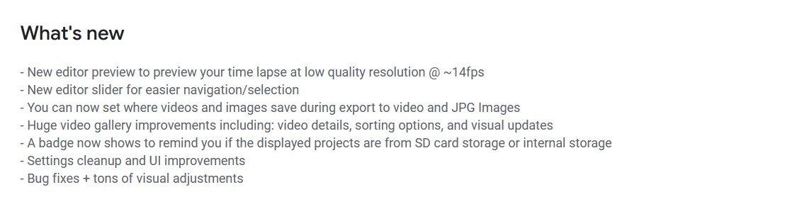 Screenshot of the v0.4.5+38 release notes